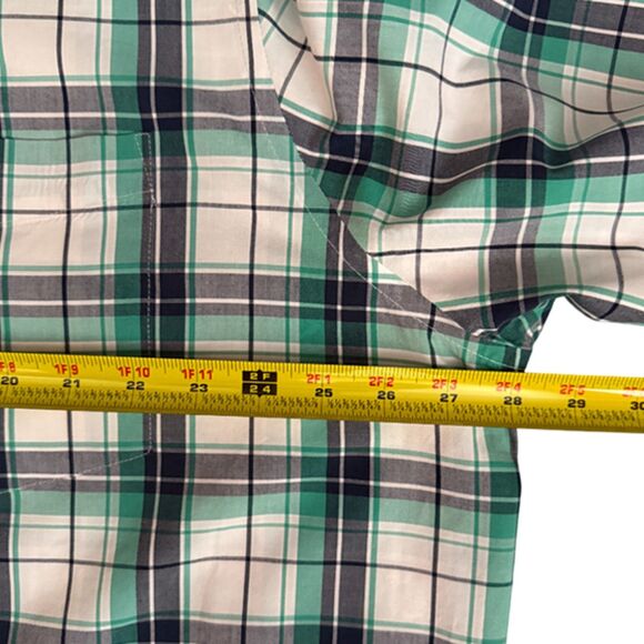Croft & Barrow Aqua & Gray Plaid Short Sleeve Shirt Size XXL - Picture 10 of 11